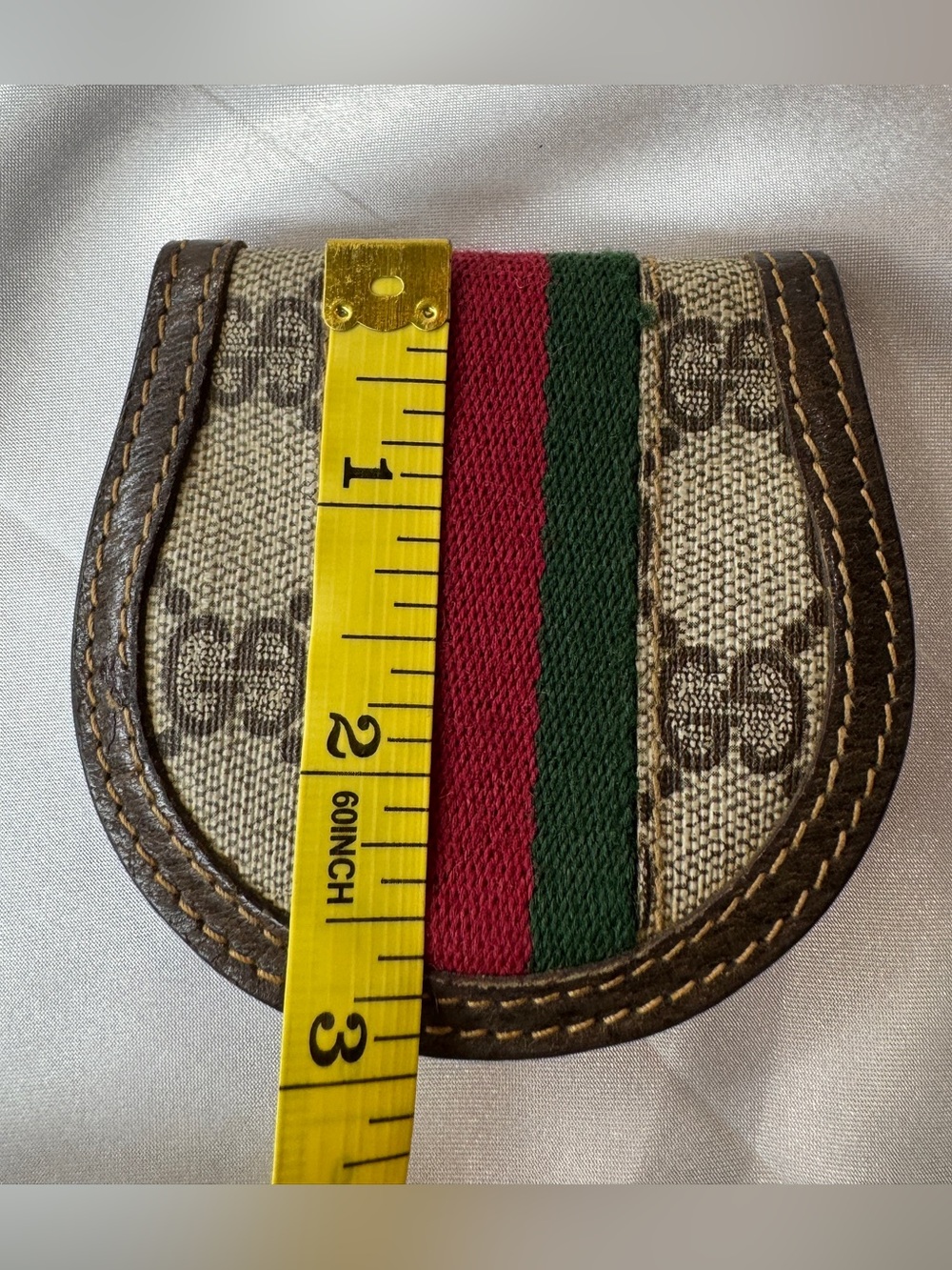 Gucci Vintage Brown Canvas & Leather Sherry Line GG Supreme Horseshoe Coin Case - Picture 15 of 15